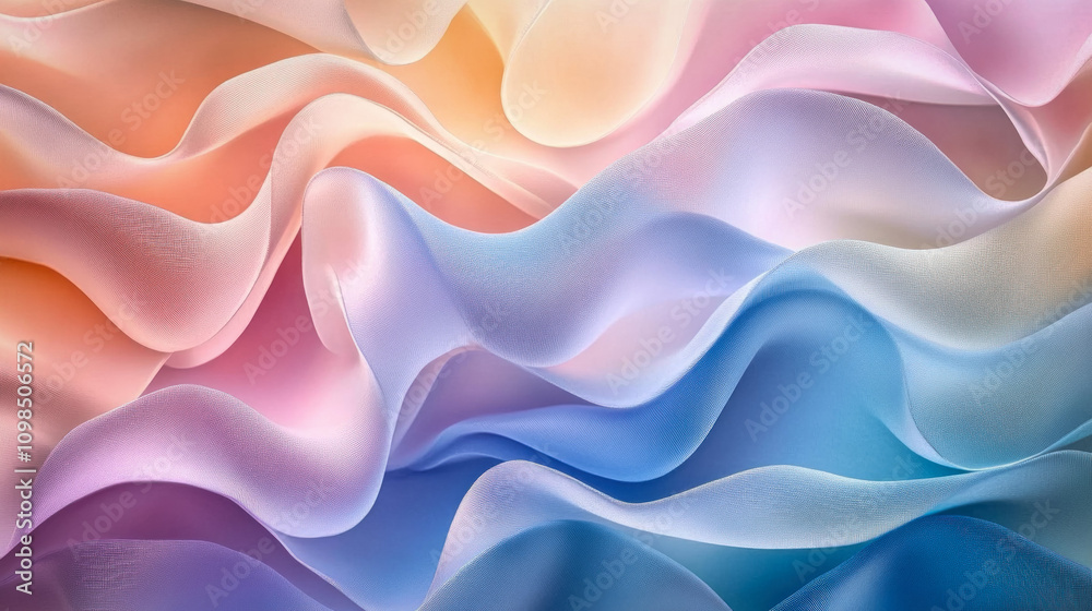 Fototapeta premium Wallpaper Showcasing A Light Pastel Vignette In Soft Blue And Pink Hues, Blending Smoothly Towards The Center For A Calming Effect