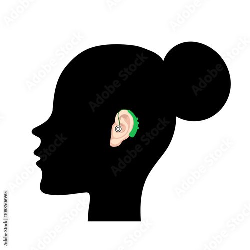 Hearing aid technology in human ear 