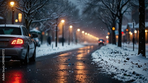 Travel to the winter forest with car