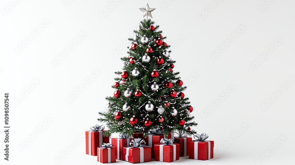 Fototapeta premium Decorated Christmas tree with gifts.