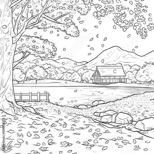 A scene of cherry blossoms ...