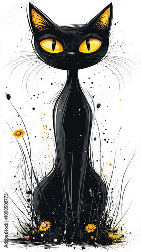 Black Cat On White Background
