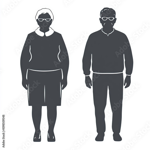 Elderly People Silhouette, ...