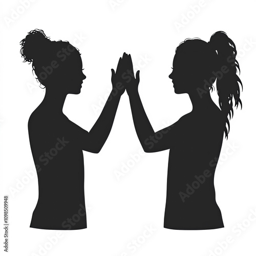 High Five Silhouette, Illus...