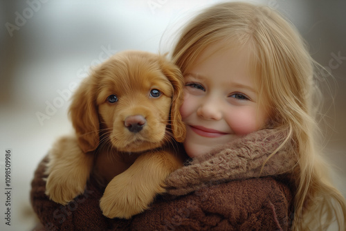 Girl with puppy