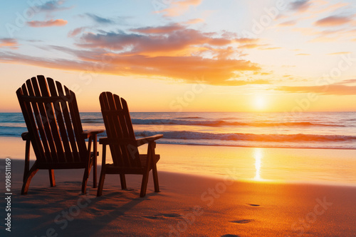 Romantic Beach At Sunset