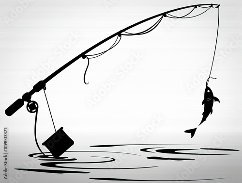 fishing pole silhouette iso...