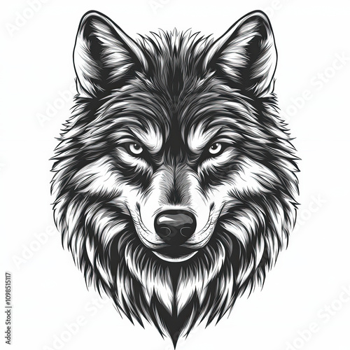 Wolf Head Silhouette, Black...