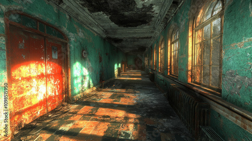 Abandoned Asylum Hallway, W...