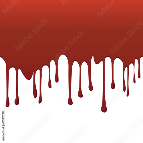 Blood dripping border. Red liquid like blood or ketchup or jam flow down.eps