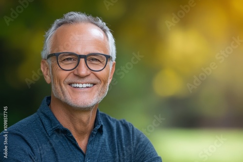 Smiling man with glasses in casual setting enjoying a moment of joy indoors