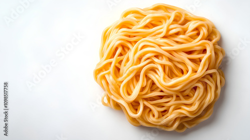 Square Block of Uncooked Instant Noodles on Transparent Background photo