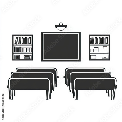 Classroom Silhouette, Black...