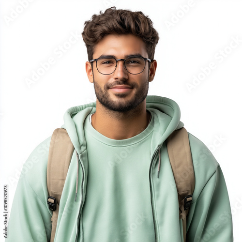 Male College Student Isolated