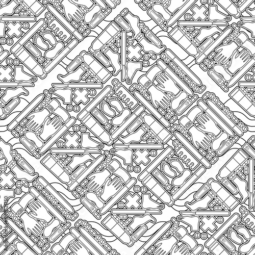 Sole Searching Endless Feet Line Art Illustration as Repeat Pattern Design