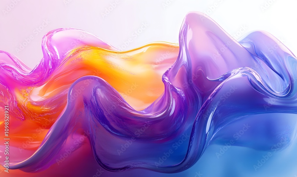 Obraz premium Create an abstract 3D render showcasing flowing, liquid-like shapes in vibrant