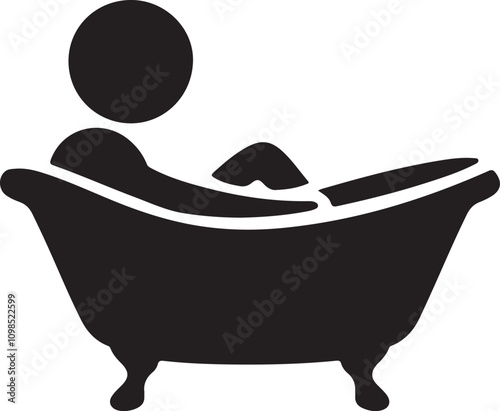 A modern bathtub vector silhouette, an illustration of a bathroom with a bathtub