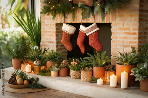 Rustic Chimney With Stockin...