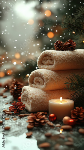 tranquil winter spa scene w...