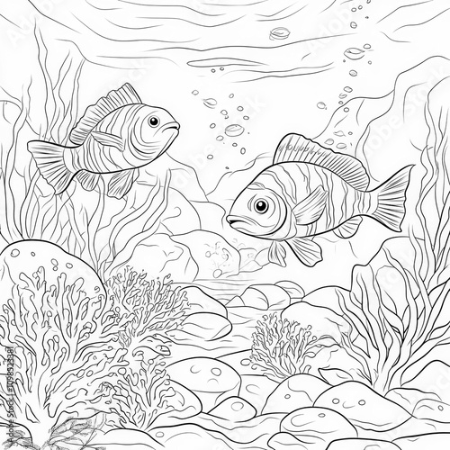 Underwater scene with fish ...