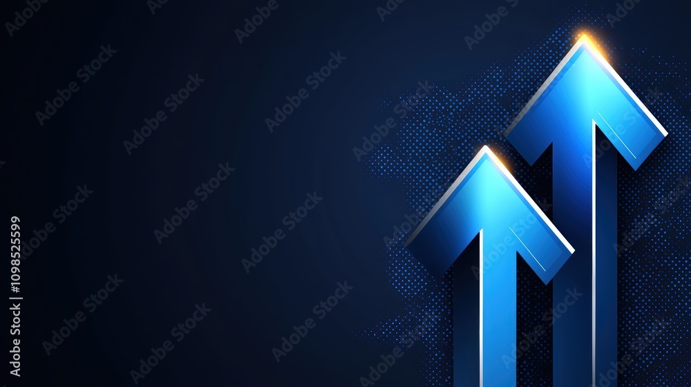 Fototapeta premium A sleek, modern design featuring two upward-pointing arrows against a dark background, symbolizing growth and progress in a digital context.