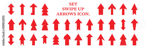 Arrow red  icon vector set. Arrows icons vector set. Contains symbol of various arrow head point shape, play, pause, next button symbol. EPS 10.