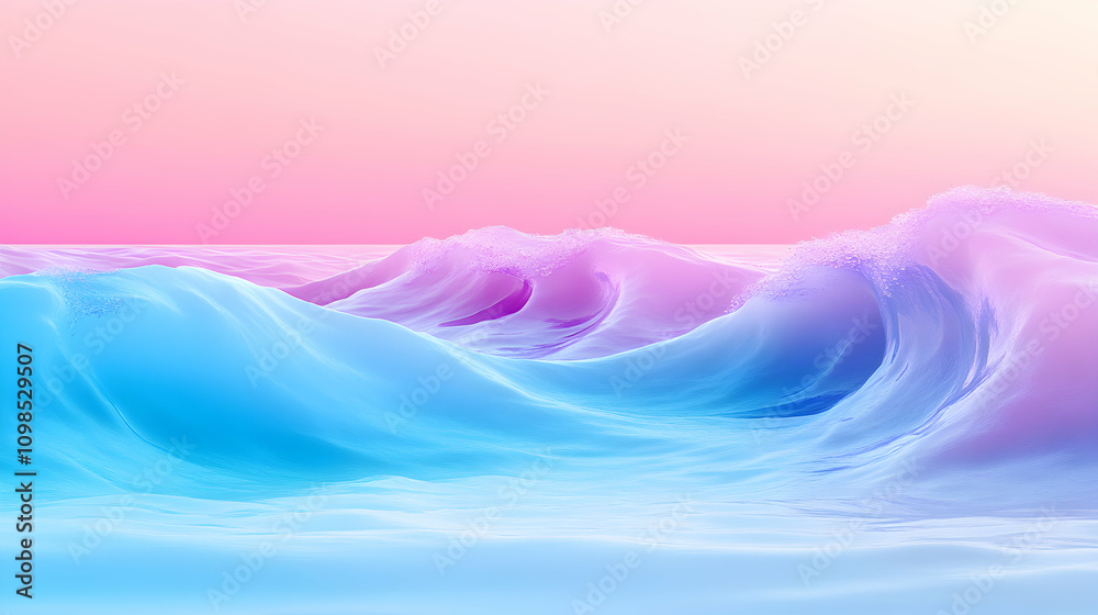 Obraz premium Pastel Ocean Waves, Abstract Digital Art Background