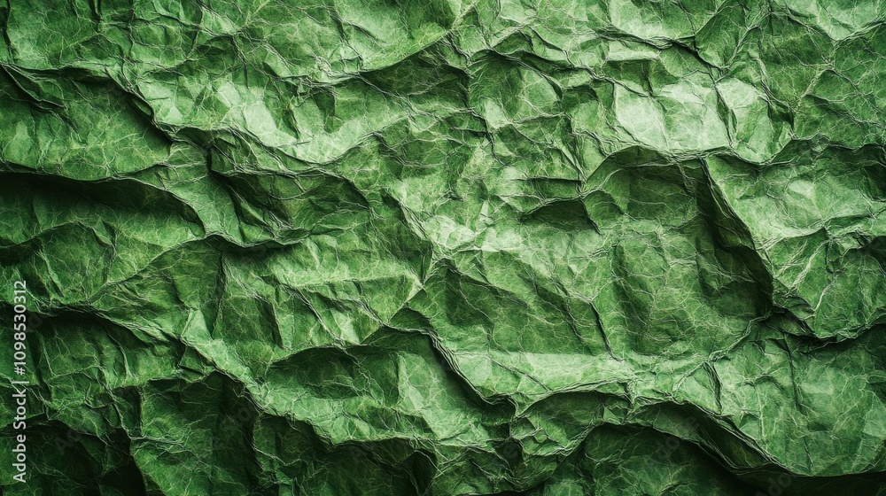 Fototapeta premium Textured Green Wrinkled Paper Background for Creative Projects