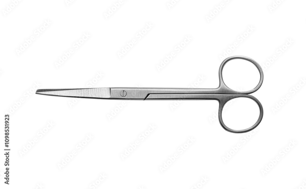 Stainless steel scissors isolated on white background.