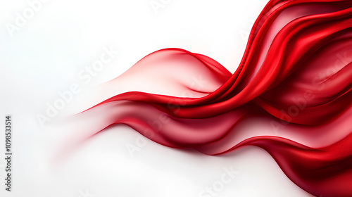 Vibrant Red Ribbon Flowing Gracefully on Transparent Background