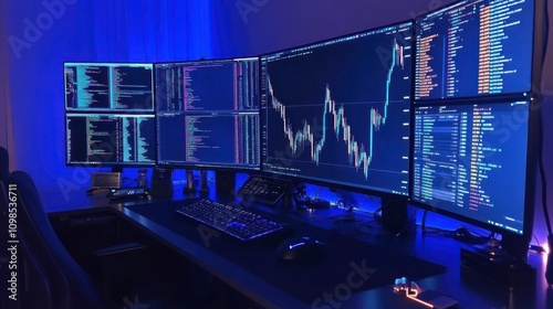 Professional Crypto Trading Setup with Multiple Monitors