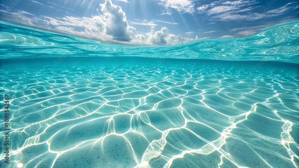 Fototapeta premium Sunlight Dancing on Turquoise Waters Tranquil, Dreamlike Reflections V7