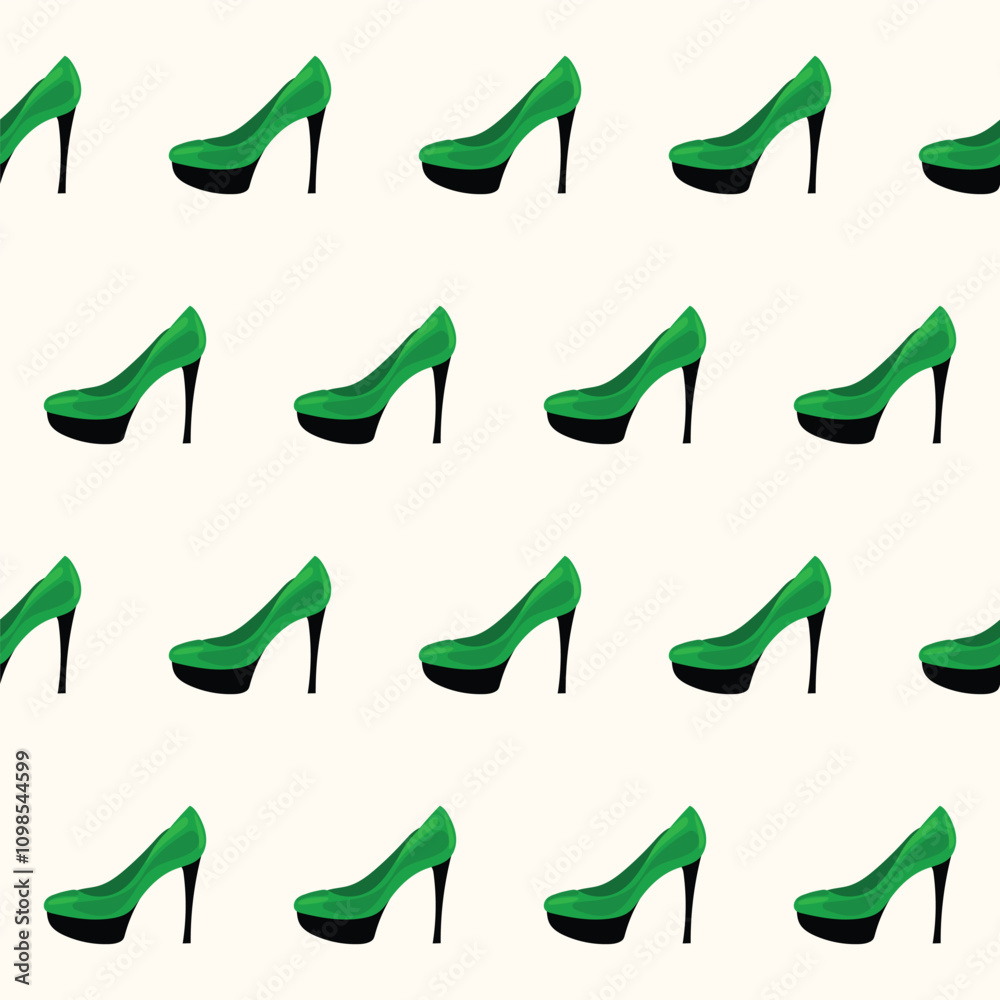 Obraz premium High Heels Woman Shoe Seamless Pattern background. Textile Fabric Swatch Template. Modern Fashionable Print.