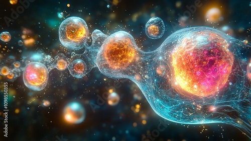 Stunning Microscopic Cellular Structures: Vibrant Energy and Life