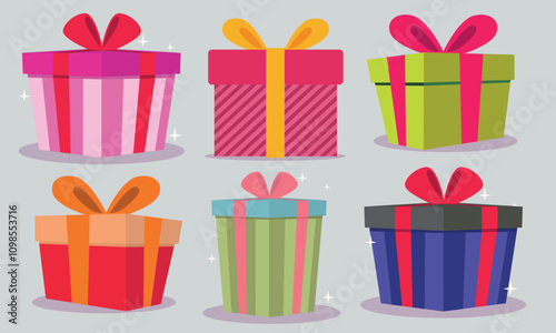 surprise red gift box, birthday celebration, special give away package, loyalty program reward, wonder gift with exclamation mark, vector icon, flat illustration