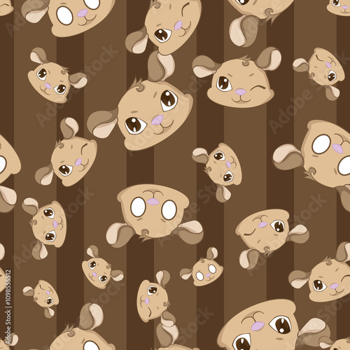 Expressive Gerbil Cartoon Repeat Pattern Design