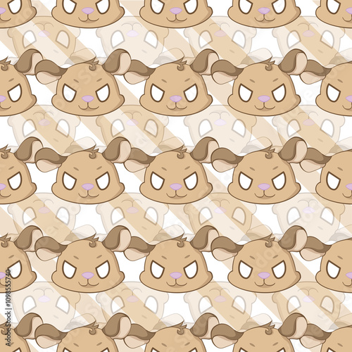 Expressive Gerbil Cartoon Repeat Pattern Design