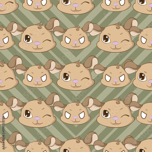 Expressive Gerbil Cartoon Repeat Pattern Design