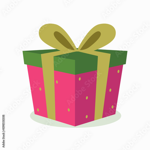 surprise red gift box, birthday celebration, special give away package, loyalty program reward, wonder gift with exclamation mark, vector icon, flat illustration