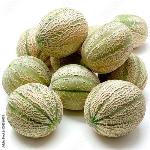 White Melon Cantaloupe Isolated on White Background With Clipping Path photo