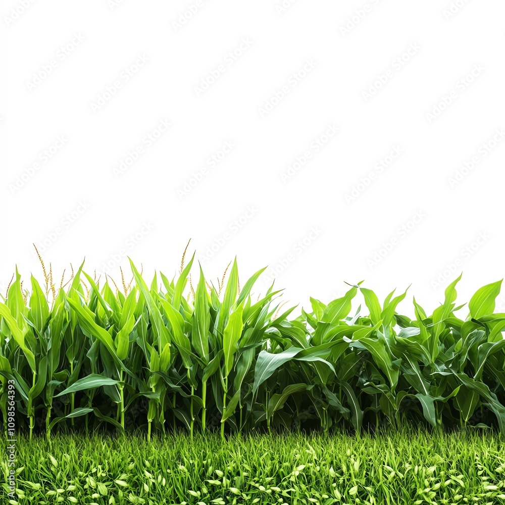 Obraz premium Fresh green cornfield with vibrant plants.