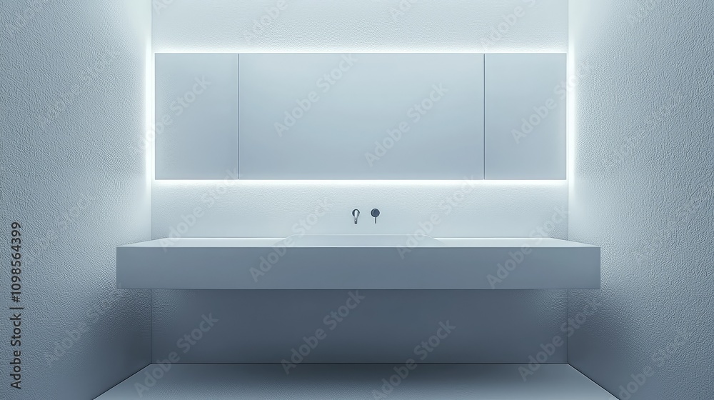 custom made wallpaper toronto digitalModern Minimalistic Bathroom Featuring a Floating Sink with Soft Lighting and Clean Lines, Perfect for Contemporary Interior Design Inspirations