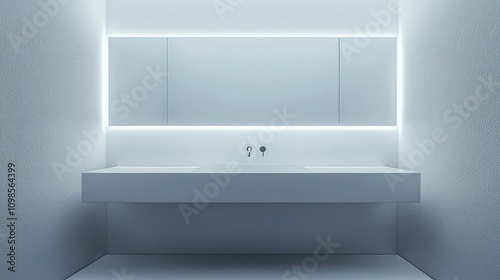 Wallpaper Mural Modern Minimalistic Bathroom Featuring a Floating Sink with Soft Lighting and Clean Lines, Perfect for Contemporary Interior Design Inspirations Torontodigital.ca