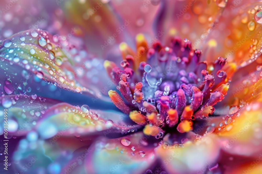 Fototapeta premium Close-up of a flower with water droplets, suitable for use in illustrations, designs and marketing materials