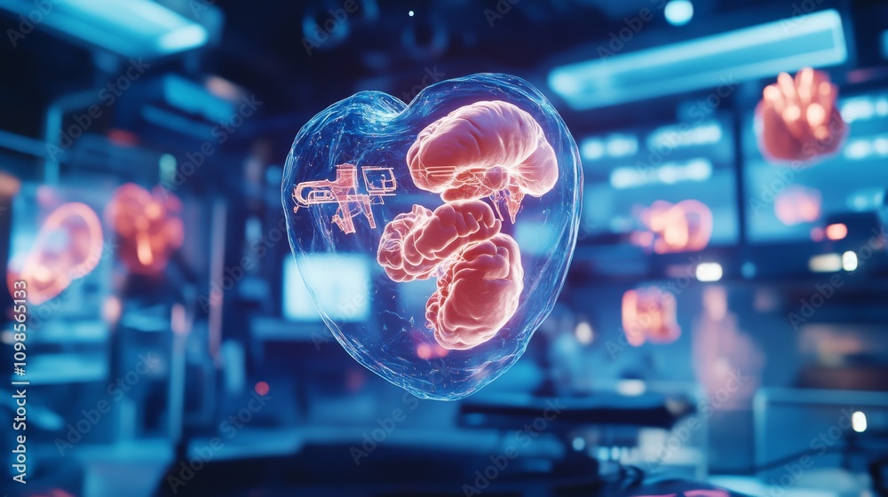 Obraz premium Futuristic Brain Visualization in a Laboratory Setting