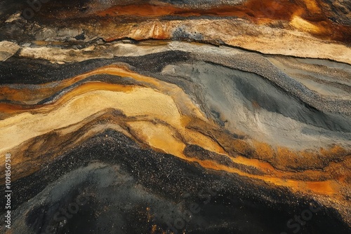 Bird's eye view of Rio Tinto showcasing its colors and textures. photo