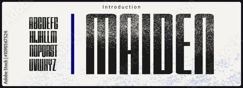 Condensed rough sans serif typeface. Alphabet vector font with faded texture.