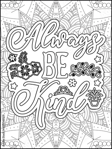 Motivational quote coloring page for adults. Motivational mandala quote coloring sheets