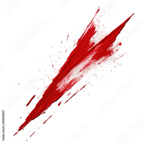 Dramatic Red Blood Splatter Isolated on White, cut out, PNG file