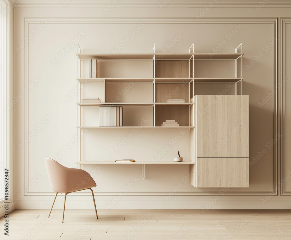Fototapeta premium Minimalistisches Interior mit hellen Möbeln und natürlichem Licht